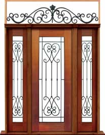 iron grille: single door +  two sidelights