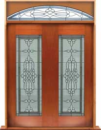 regent leadlight: double door + sidelight on right