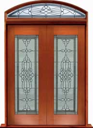 regent leadlight: double door + sidelight on right