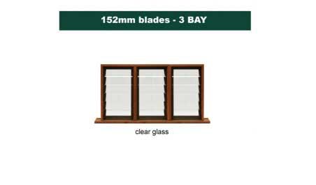 152 mm blades  1286 mm width  clear glass louvre: triple gallery