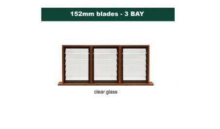 152 mm blades  1736 mm width  clear glass louvre: triple gallery
