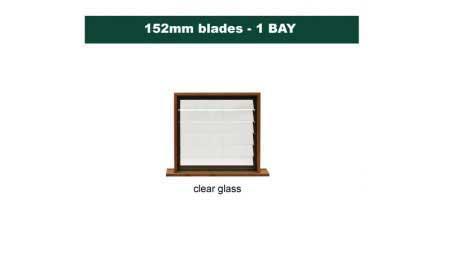 152 mm blades  900 mm width  clear glass louvre: single gallery