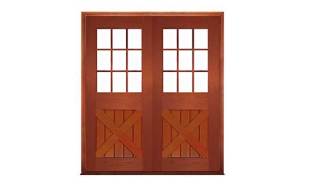 hampton cross brace 9 light: double door