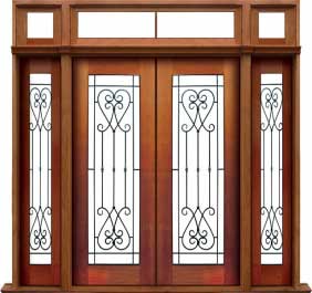 iron grille: single door +  two sidelights