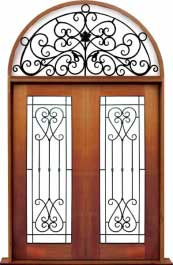 iron grille: single door +  two sidelights