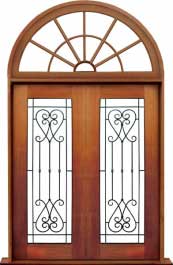 iron grille: single door +  two sidelights