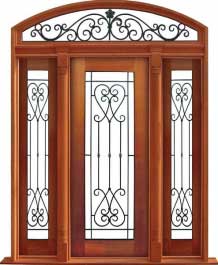 iron grille: single door +  two sidelights