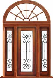 iron grille: single door +  two sidelights