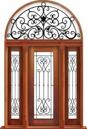 iron grille: single door +  two sidelights