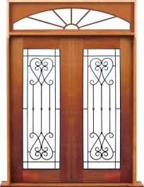 iron grille: single door +  two sidelights
