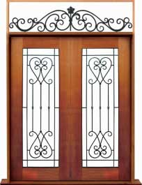 iron grille: single door +  two sidelights