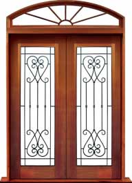 iron grille: single door +  two sidelights