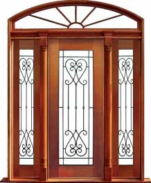 iron grille: single door +  two sidelights