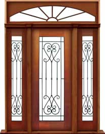 iron grille: single door +  two sidelights