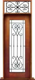 iron grille: single door +  two sidelights
